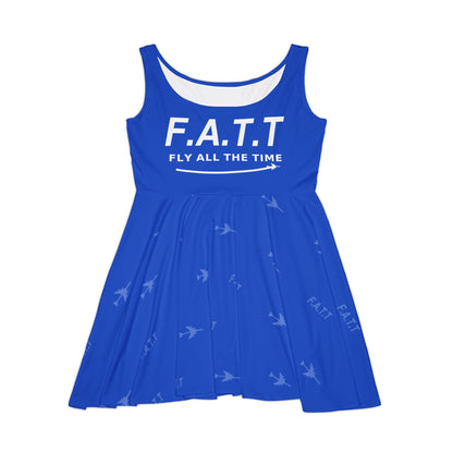 F.A.T.T Women's Flight Skater Dress — Cobalt / White