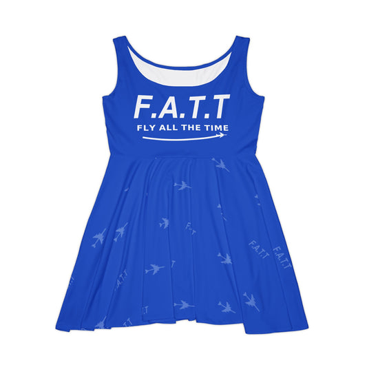 F.A.T.T Women's Flight Skater Dress — Cobalt / White