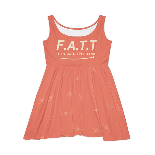 F.A.T.T Women's Flight Skater Dress — Coral / Cream