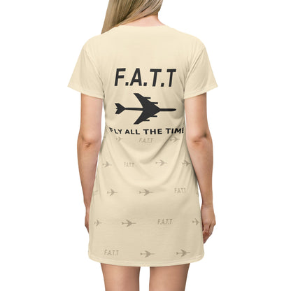 F.A.T.T Women's Flight T-Shirt Dress — Ivory / Black