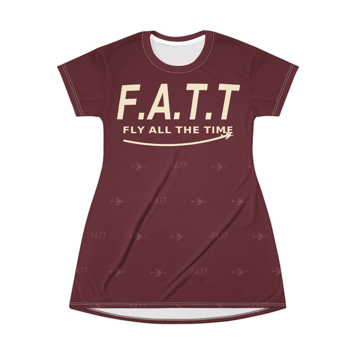 F.A.T.T Women's Flight T-Shirt Dress — Burgundy / Cream