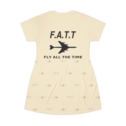 F.A.T.T Women's Flight T-Shirt Dress — Ivory / Black