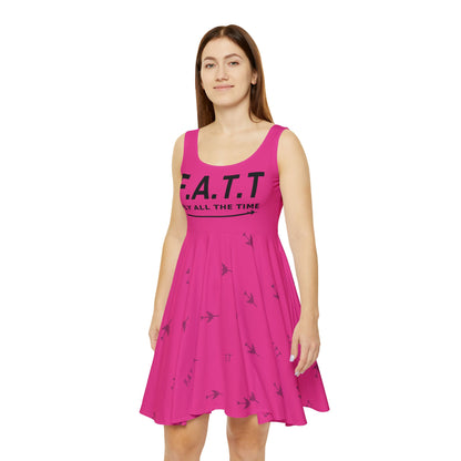 F.A.T.T Women's Flight Skater Dress — Hot Pink / Black