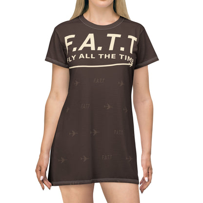 F.A.T.T Women's Flight T-Shirt Dress — Chocolate / Cream