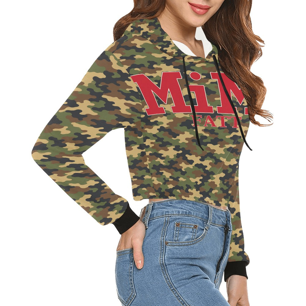 MiMi by FATT Women’s Cropped Hoodie — Black, Red & Camouflage