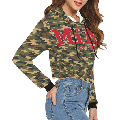 MiMi by FATT Women’s Cropped Hoodie — Black, Red & Camouflage