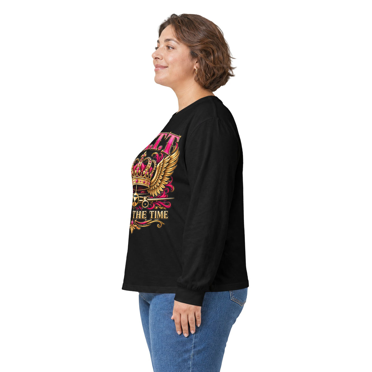 F.A.T.T Women’s Pink & Gold Crown Graphic Long Sleeve