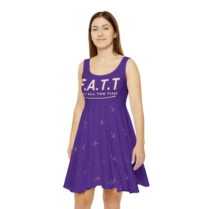 F.A.T.T Women's Flight Skater Dress — Royal Purple / Cream