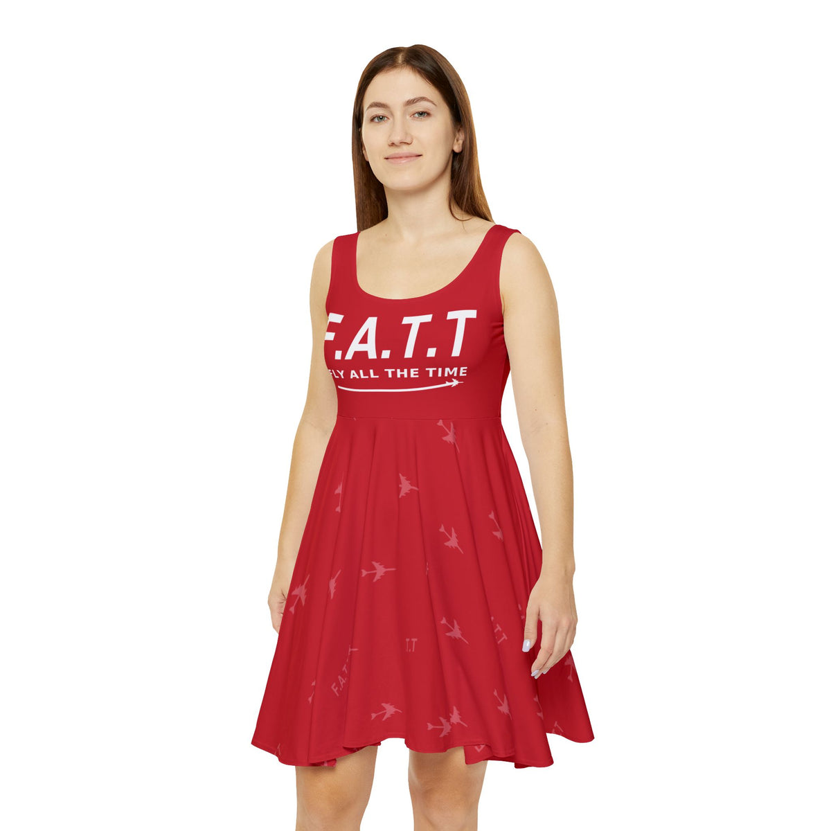 F.A.T.T Women's Flight Skater Dress — Cherry Red / White