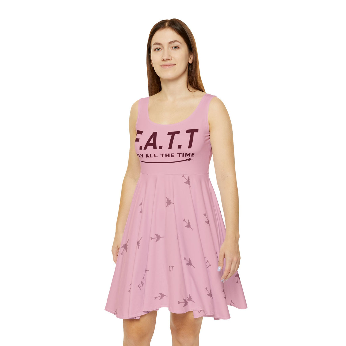 F.A.T.T Women's Flight Skater Dress — Blush / Burgundy