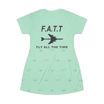 F.A.T.T Women's Flight T-Shirt Dress — Mint / Charcoal