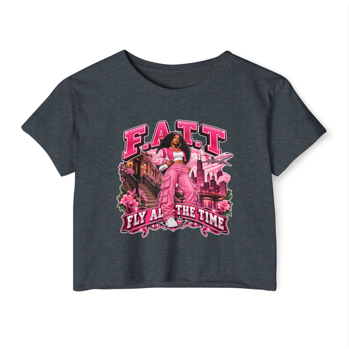 F.A.T.T Women's Pink City Graphic Crop Top