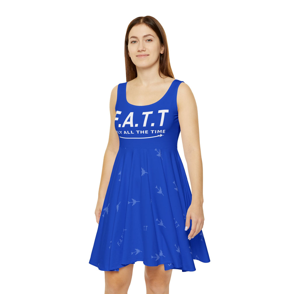 F.A.T.T Women's Flight Skater Dress — Cobalt / White