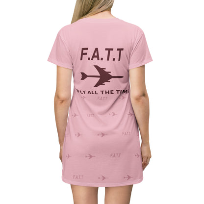 F.A.T.T Women's Flight T-Shirt Dress — Blush / Burgundy