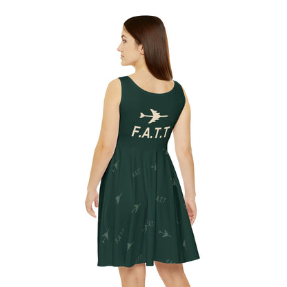 F.A.T.T Women's Flight Skater Dress — Forest Green / Cream
