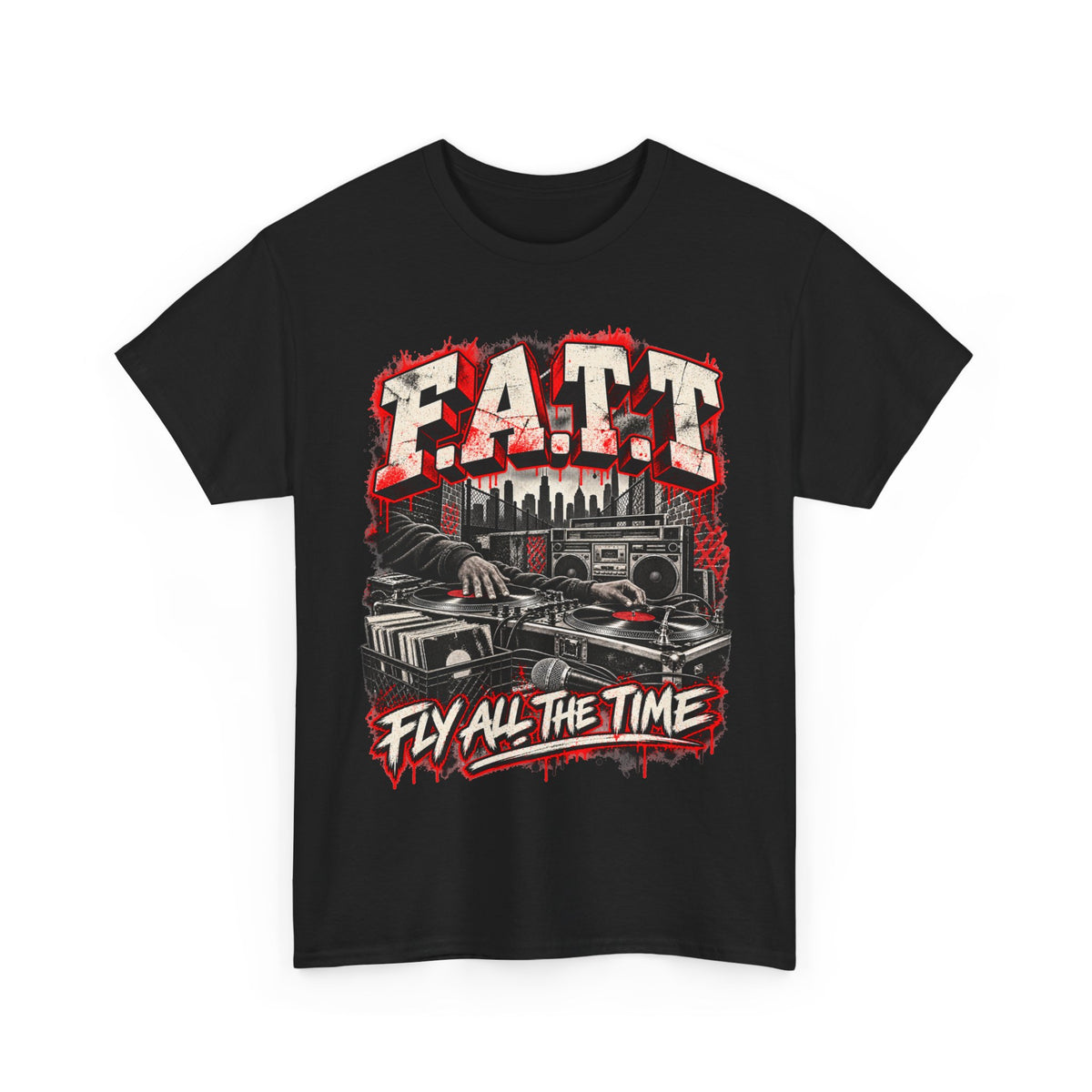 F.A.T.T Turntable Graphic Tee — Bred / Chicago | Cotton S–5XL