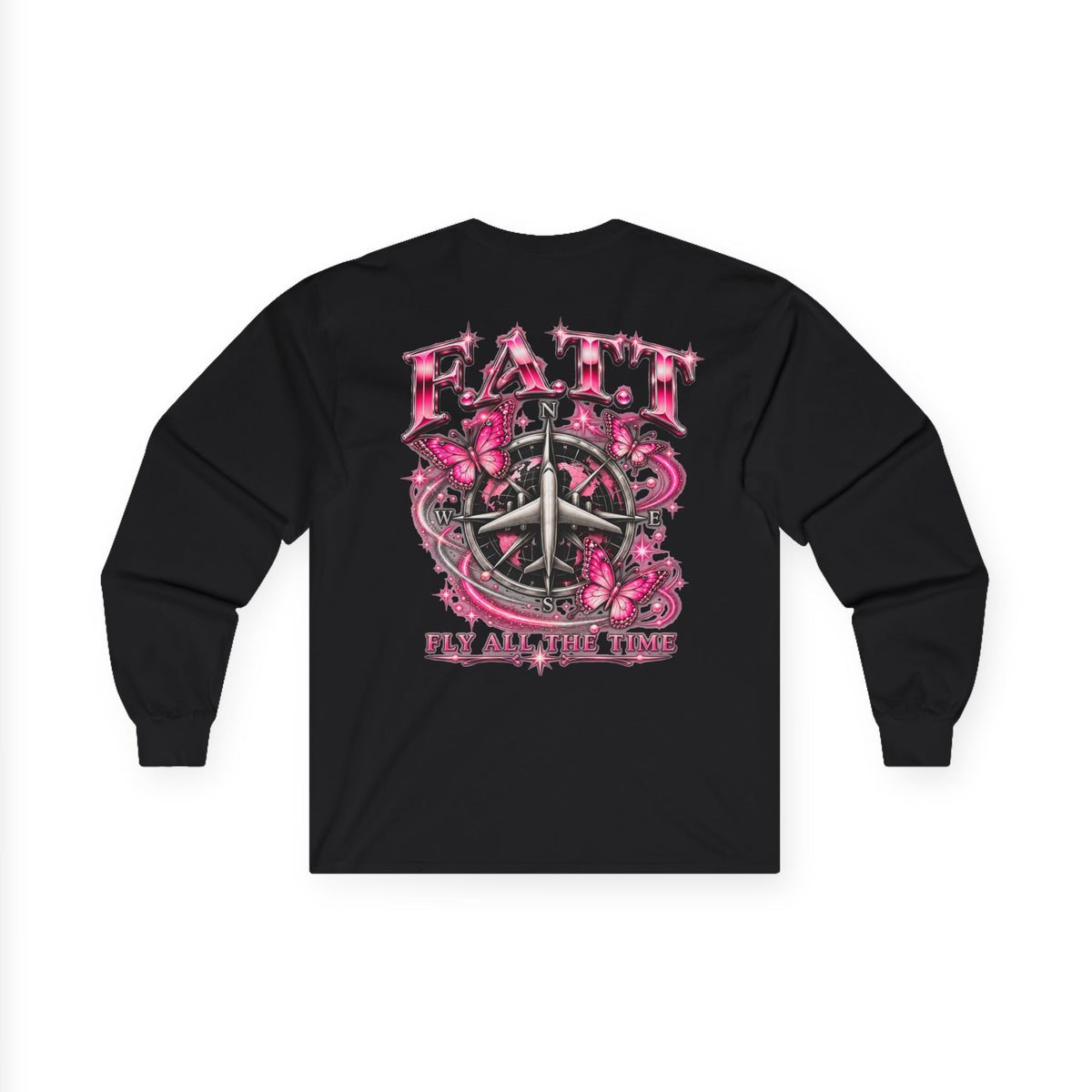 F.A.T.T Women’s Pink Butterfly Graphic Long Sleeve