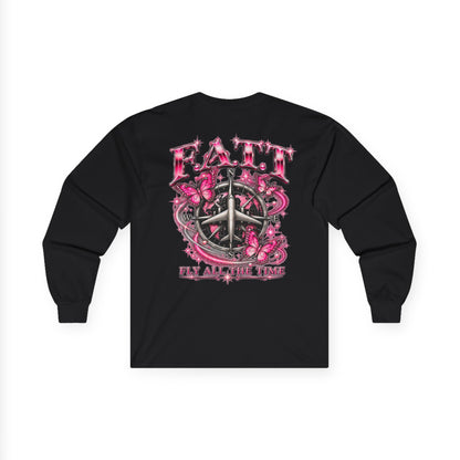 F.A.T.T Women’s Pink Butterfly Graphic Long Sleeve