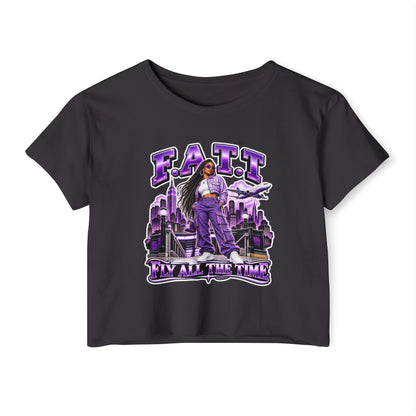F.A.T.T Women's Purple Skyline Graphic Crop Top