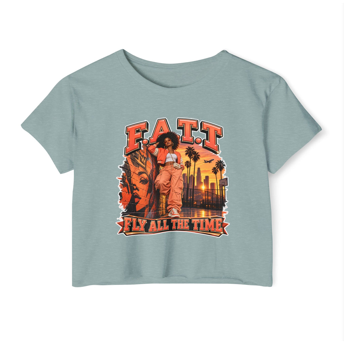 F.A.T.T Women's Coral Sunset Graphic Crop Top