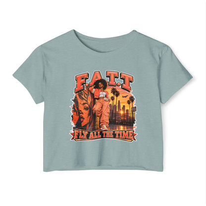 F.A.T.T Women's Coral Sunset Graphic Crop Top