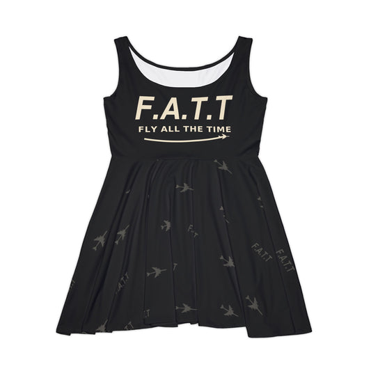 F.A.T.T Women's Flight Skater Dress — Jet Black / Cream