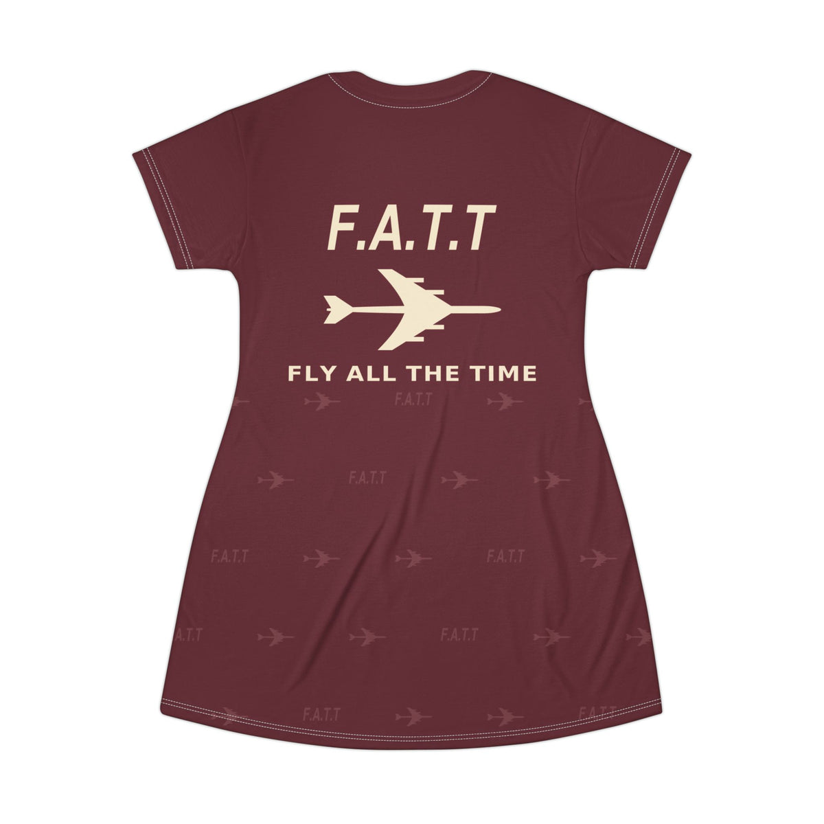 F.A.T.T Women's Flight T-Shirt Dress — Burgundy / Cream