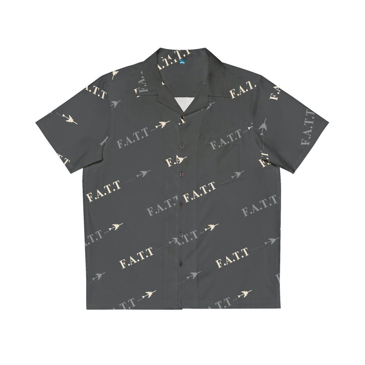 F.A.T.T Flight Monogram Button-Up — Steel Grey / Ivory