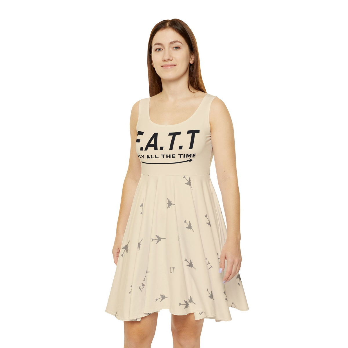 F.A.T.T Women's Flight Skater Dress — Ivory / Black