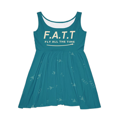F.A.T.T Women's Flight Skater Dress — Teal / Cream