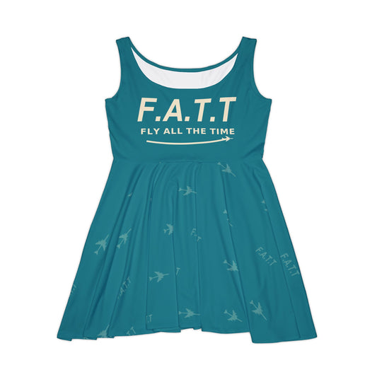 F.A.T.T Women's Flight Skater Dress — Teal / Cream