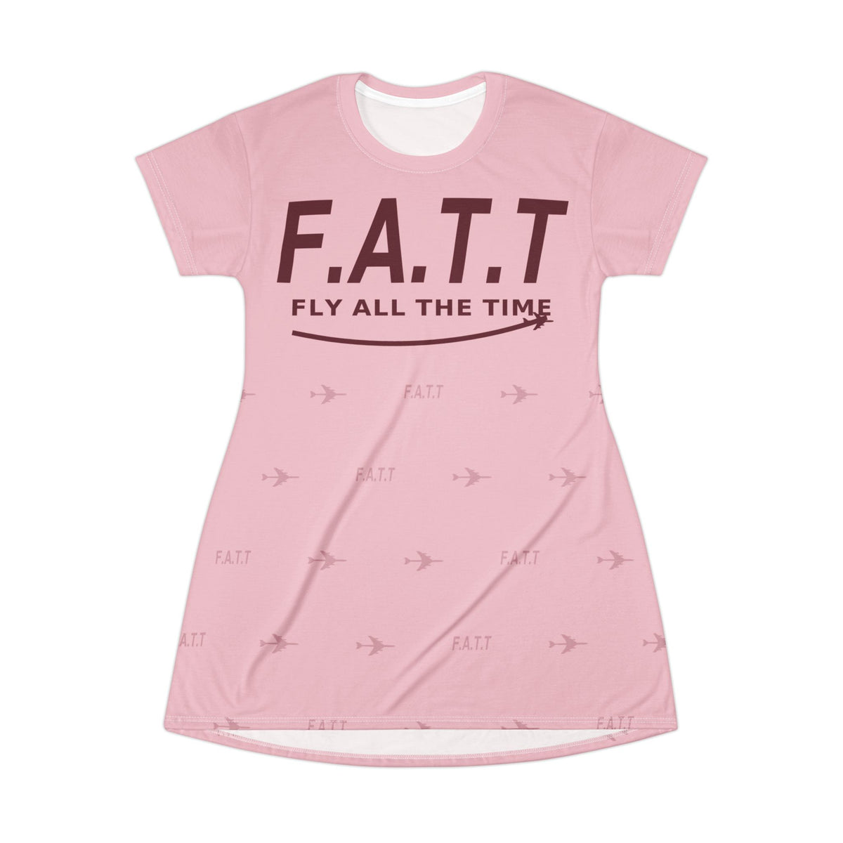 F.A.T.T Women's Flight T-Shirt Dress — Blush / Burgundy