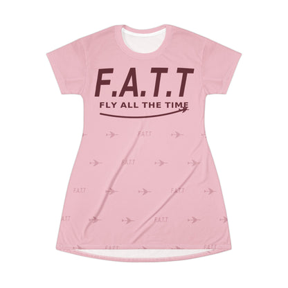 F.A.T.T Women's Flight T-Shirt Dress — Blush / Burgundy