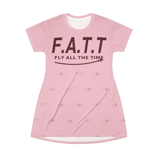 F.A.T.T Women's Flight T-Shirt Dress — Blush / Burgundy