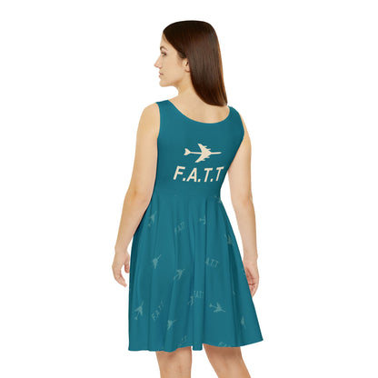 F.A.T.T Women's Flight Skater Dress — Teal / Cream