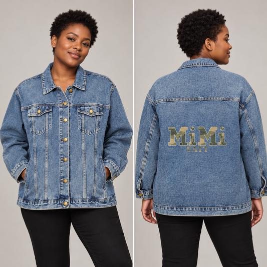 MiMi by FATT Women’s Denim Jacket — Camouflage Back Print