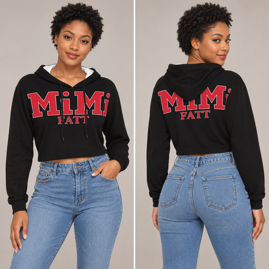 MiMi by FATT Women’s Cropped Hoodie — Black, Red & Camouflage