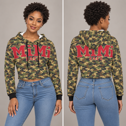 MiMi by FATT Women’s Cropped Hoodie — Black, Red & Camouflage