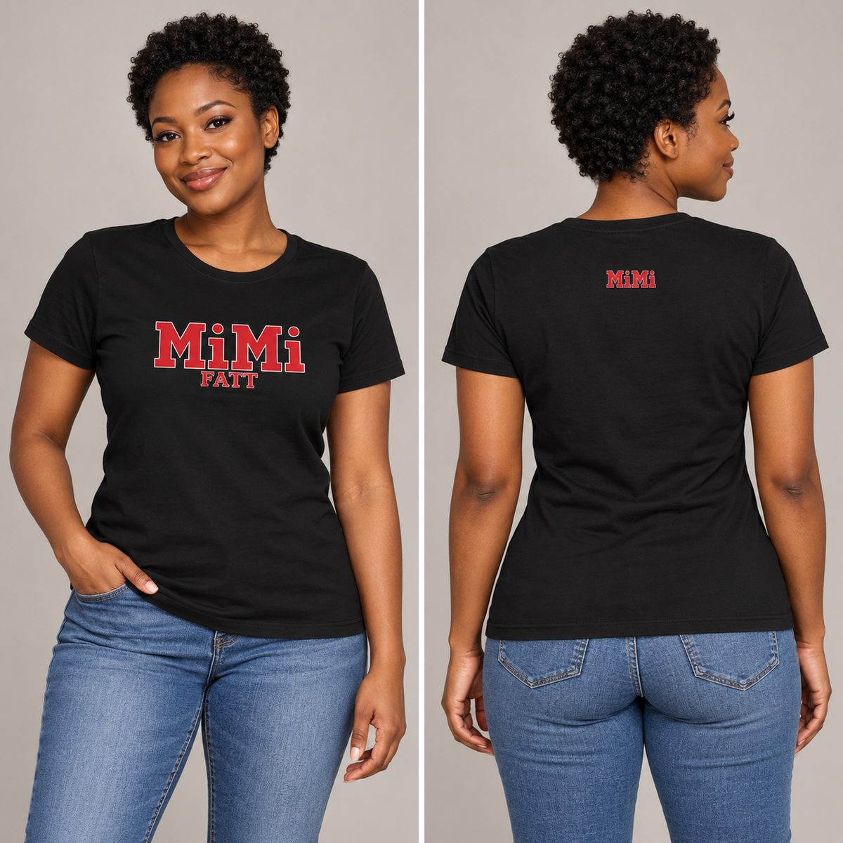 MiMi by FATT Women’s Cotton T-Shirt — Red & Black