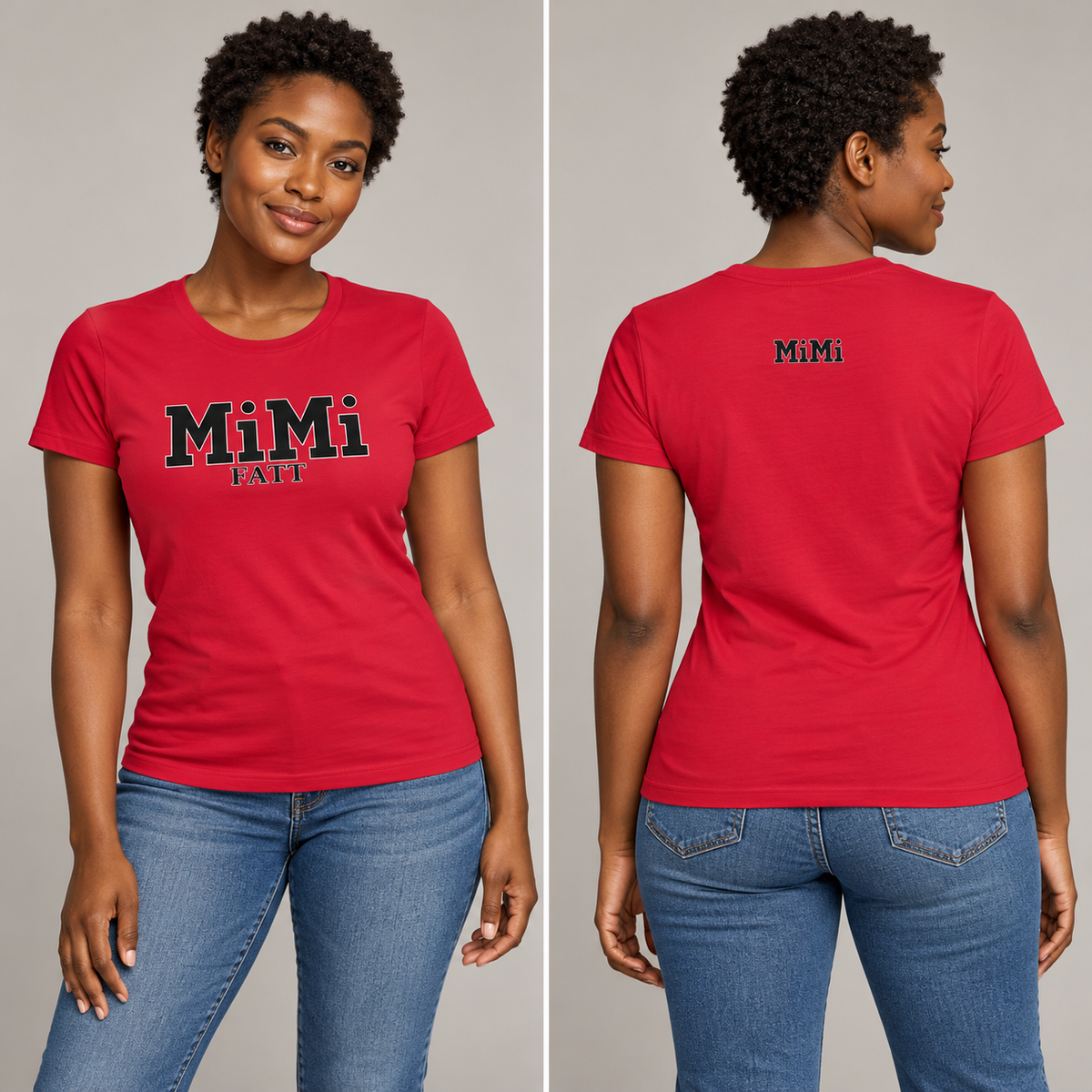MiMi by FATT Women’s Cotton T-Shirt — Red & Black
