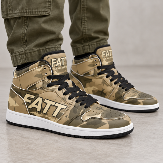 FATT Desert Camo Motion High Top — side on-foot view