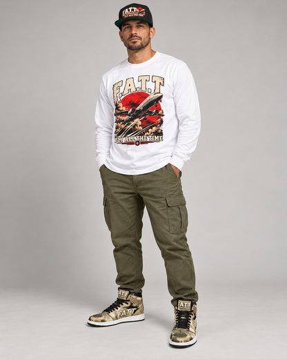 FATT Desert Camo Motion High Top — full outfit with coordinating FATT clothing and cap