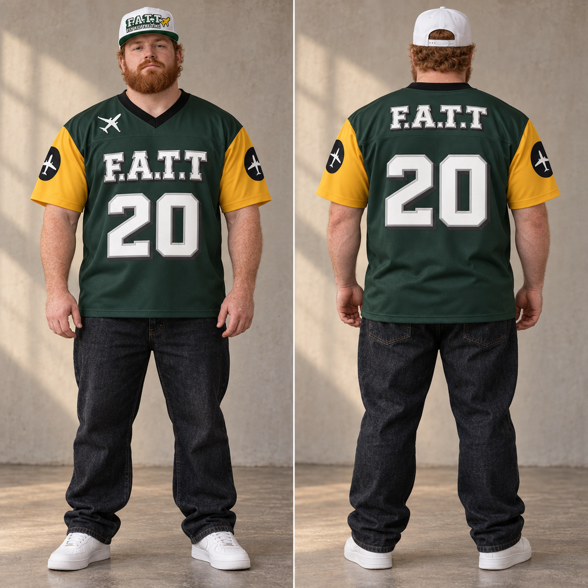 F.A.T.T Green Bay, model front and back views with matching snapback