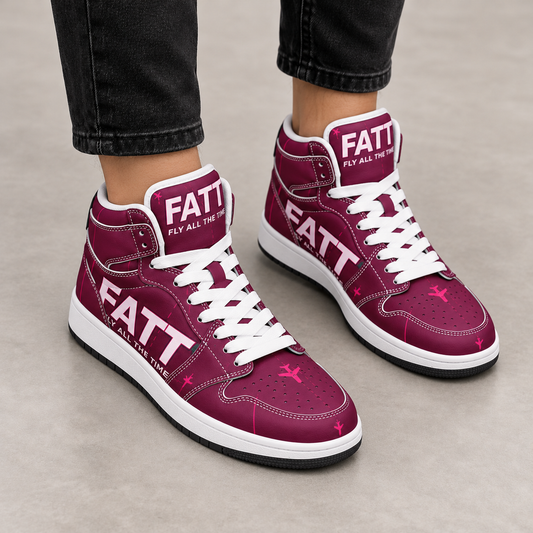 FATT Pink Crush Motion High Top — front three-quarter on-foot view