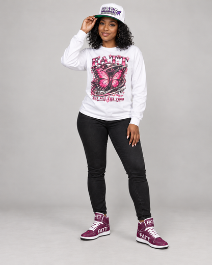 FATT Pink Crush Motion High Top — full outfit with coordinating FATT clothing and cap