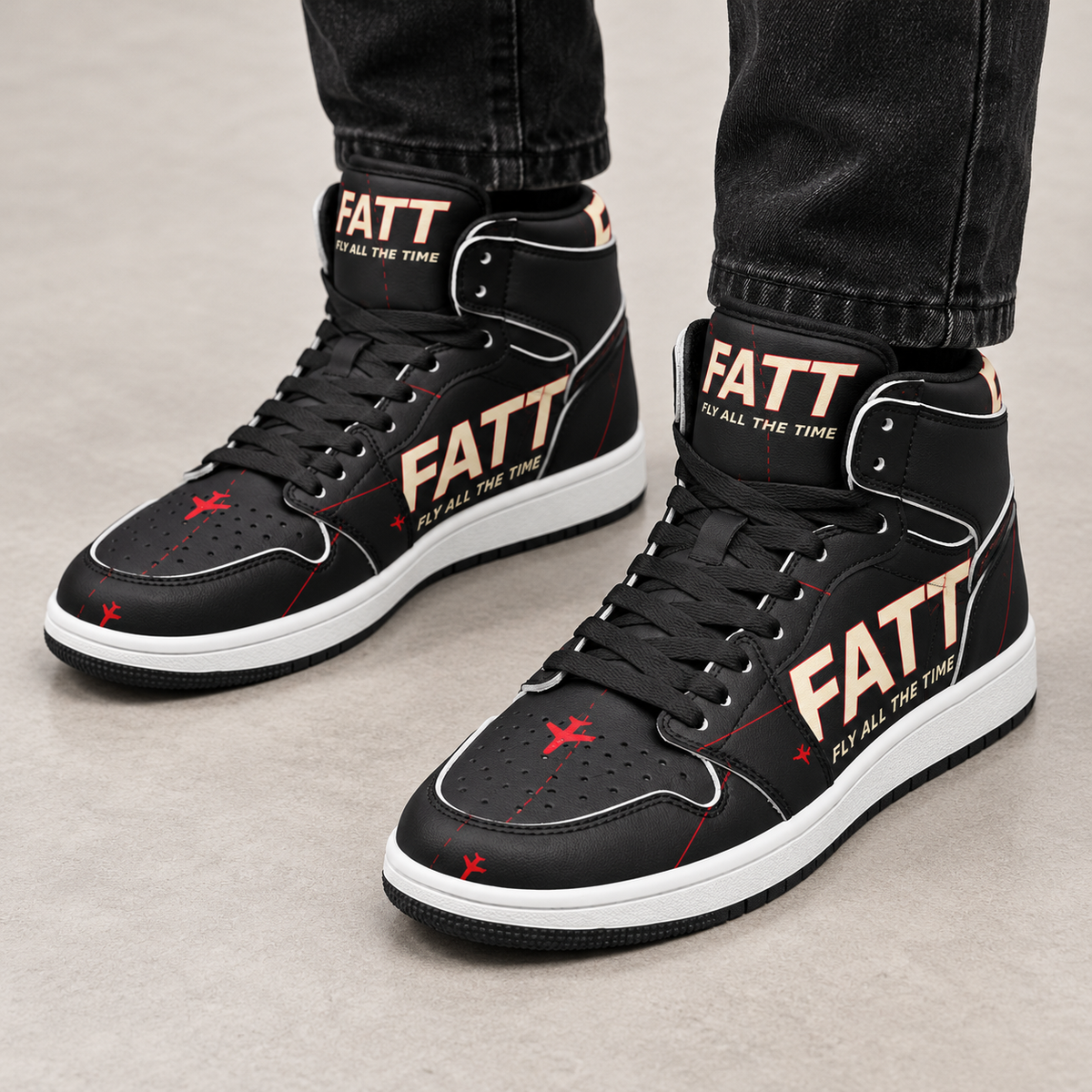 FATT Redline Motion High Top — front three-quarter on-foot view