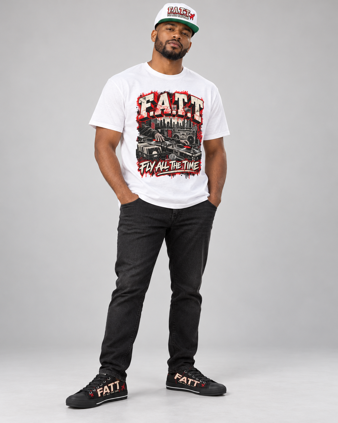 FATT Redline Urban Peak Low — full outfit with coordinating FATT clothing and cap
