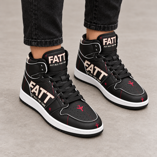 FATT Rose Noir Motion High Top — front three-quarter on-foot view