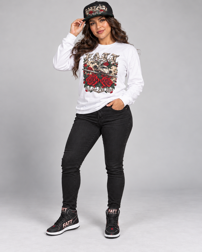 FATT Rose Noir Motion High Top — full outfit with coordinating FATT clothing and cap