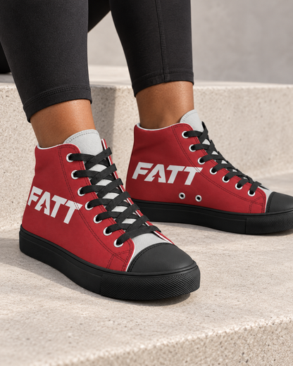 FATT Turntable Women's Hightop Canvas Shoe - Black — new model close-up showing side and front angles